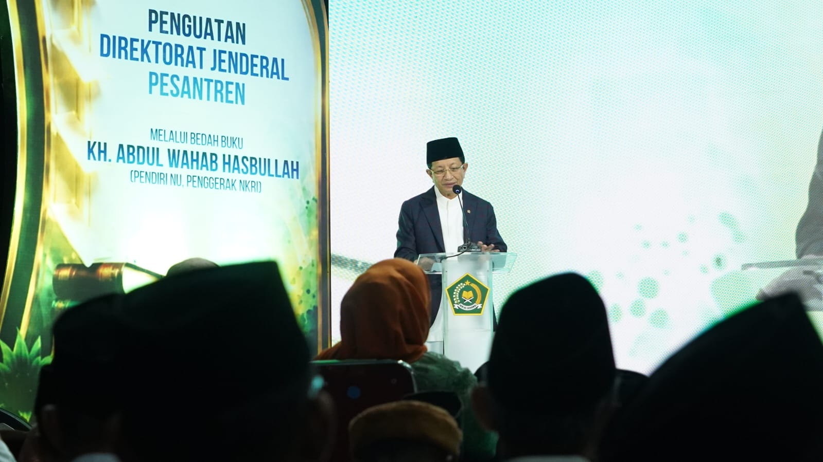 Menteri Agama membuka kegiatan Bedah Buku KH. Abdul Wahab Hasbullah di Pesantren Ali Maksum Krapyak, Yogyakarta, Kamis (4/6/2026).