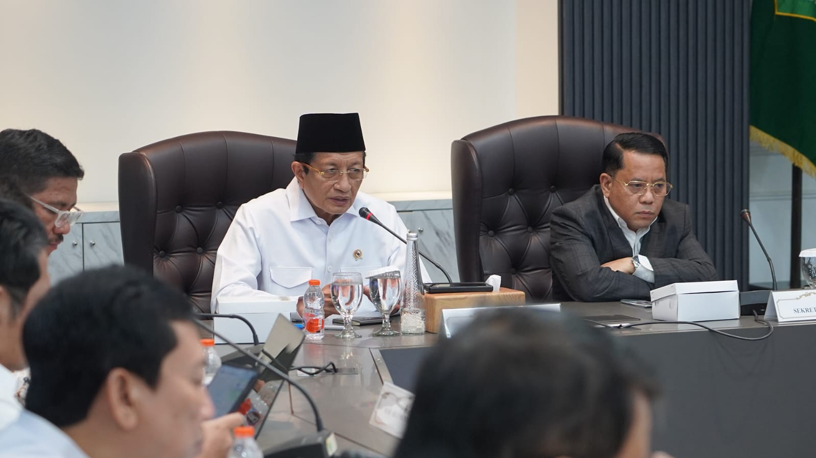 Menag Nasaruddin Umar (kiri) dan Sekjen Kemenag Kamaruddin Amin (kanan).